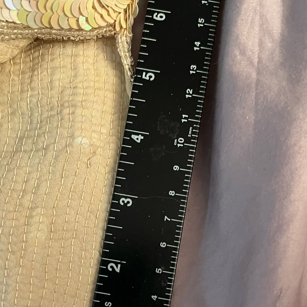 Niteline by Bella Rourfagali size 12-14 Ivory sequin tank AB sequins side slits - Picture 16 of 16